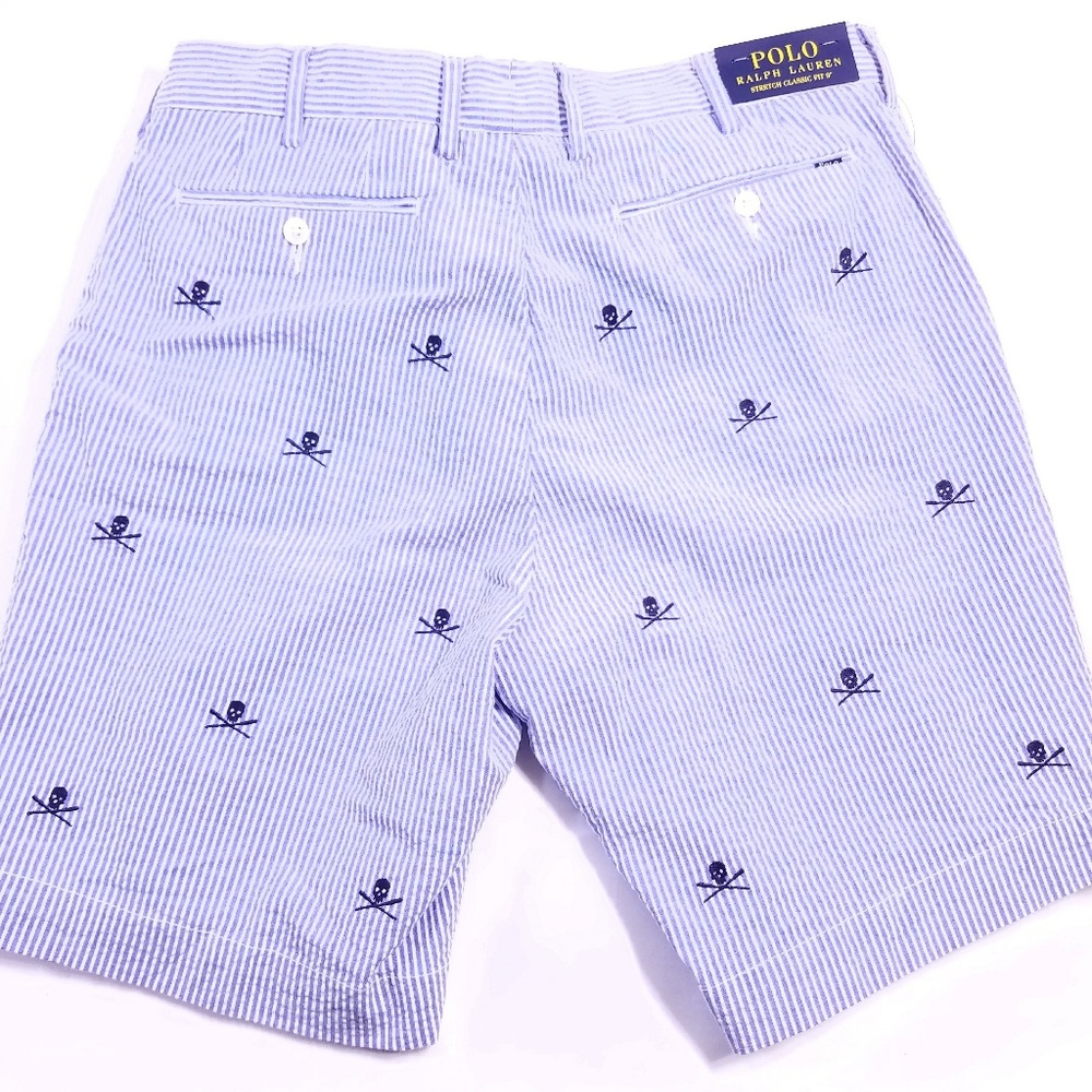 POLO RALPH LAUREN SHORTS SKULL SEERSUCKER STRIPED - Picture 4 of 5